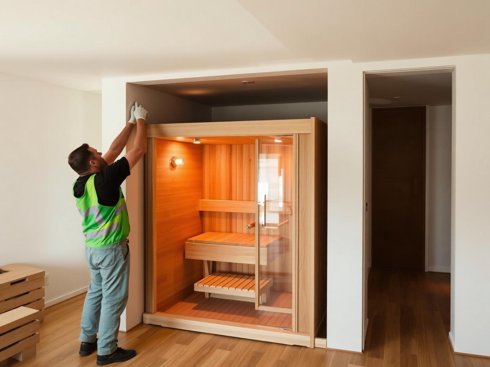 White-glove installation of a luxury cedar sauna