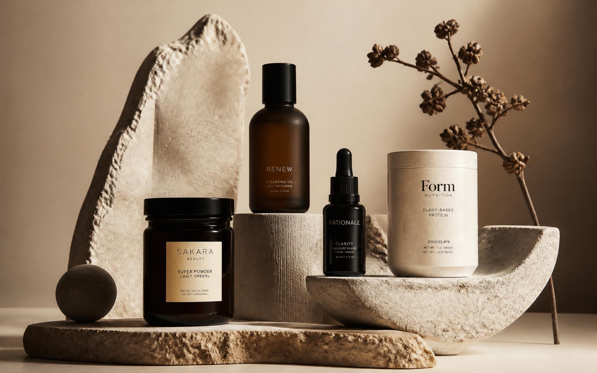 Editorial arrangement of premium wellness products